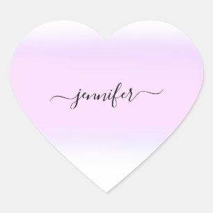 Name Kleine Unternehmen Danke Pink Ombre Pastelle Herz-Aufkleber