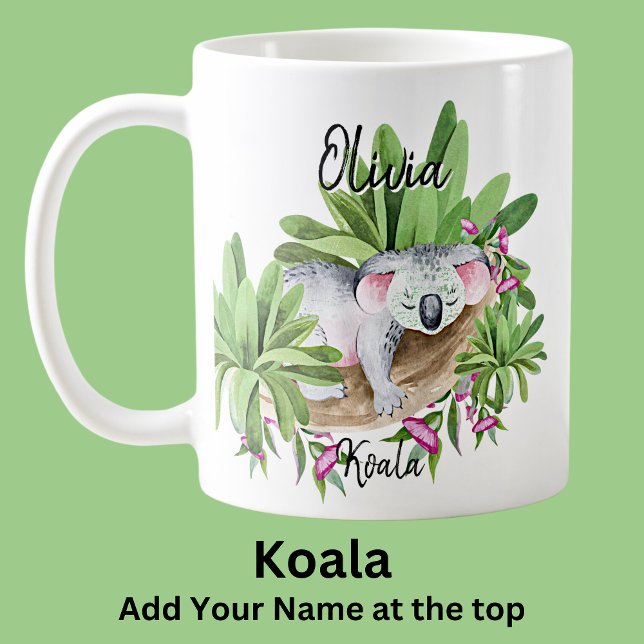 Name Koala Australian Animal Marsupial hinzufügen Kaffeetasse (Von Creator hochgeladen)