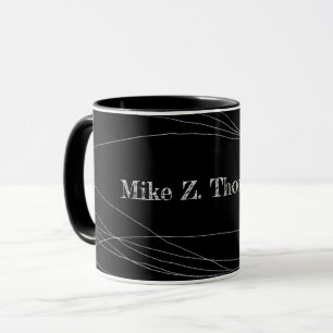 Name + kurvige dünne Linien in modernem Schwarz Tasse