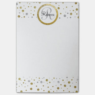Name Letter Gold Confetti Monogramm Post-it Klebezettel
