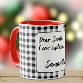 Name, Lieber Santa Buffalo Karo 11oz oder 15oz Com Tasse