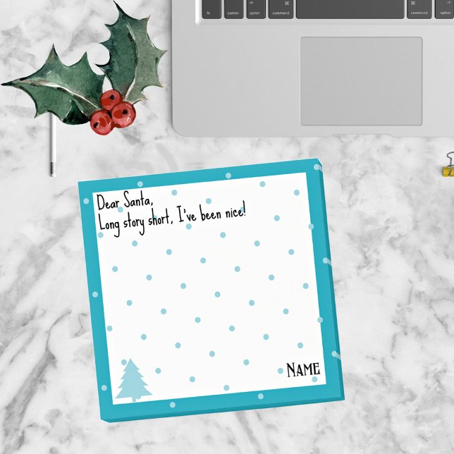 Name, Liebling Santa Blue Polka Dots Post-it Klebezettel (Von Creator hochgeladen)
