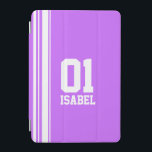 Name lila und weiße Sportnummer ipcover iPad Mini Hülle<br><div class="desc">Lila und weiße Pad-Gehäuseabdeckung. In einem sportlichen Shirt Stil Anpassen mit dem Namen und besonderen Alter, Jahr oder Glückszahl Ihrer Wahl. Der Fall lautet derzeit: Isabel 01. *Bitte beachten Sie, dass einige Namen aufgrund der Art des Schriftartes nicht immer passen. Ein perfektes Geschenk für einen lebendigen sportlichen Fan oder ein...</div>