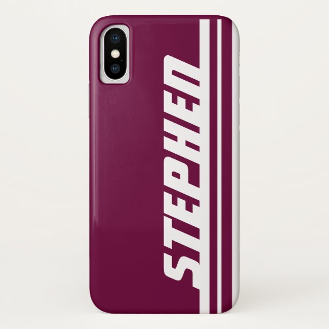 Name lila und weißer Stricksport-Gehäuse Case-Mate iPhone Hülle (Rückseite)