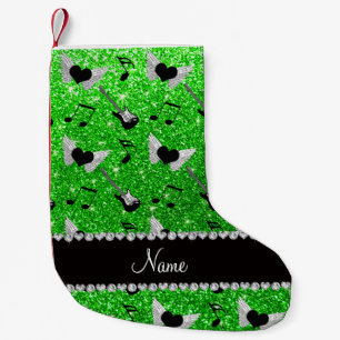 Name Limettengrün Glitzer Gitarren Herzklänge Kleiner Weihnachtsstrumpf