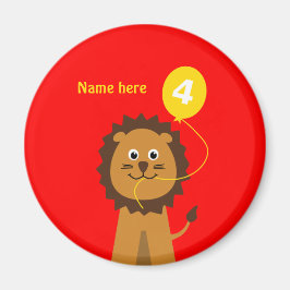 Name Löwe 4. Geburtstag rot hinzufügen Magnet