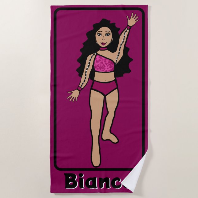 Name Majorette/Dancer Beach Towel (Fuchsia) 3 Strandtuch (Vorderseite)