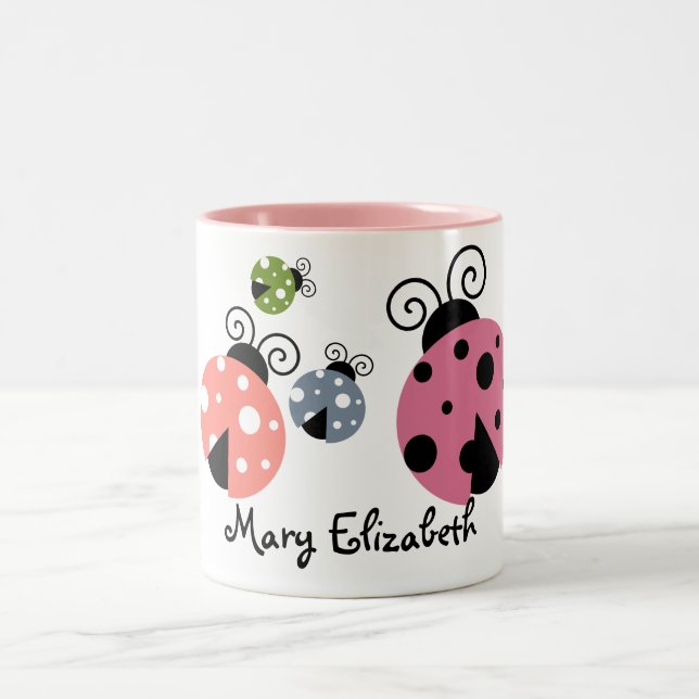 Name-Marienkäfer-Kaffee-Tasse Zweifarbige Tasse (Mittel)
