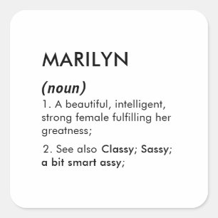 Name Marilyn, Bearbeitbarer Name, Benutzerdefinier Quadratischer Aufkleber