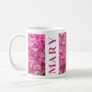 Name "Mary", Niedliche Pink Hydrangea Blumenschrif Kaffeetasse