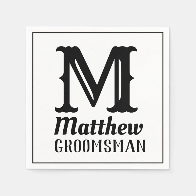 Name Masculine Mit Monogramm Classic Hochzeiten Sc Serviette (Vorderseite)