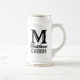 Name Masculine Mit Monogramm Groom Hochzeiten Schw Bierglas