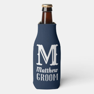 Name Masculine Mit Monogramm Groom Wedding Navy Bl Flaschenkühler