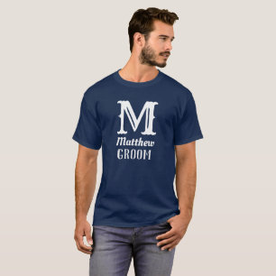 Name Masculine Mit Monogramm Groom Wedding Navy Bl T-Shirt