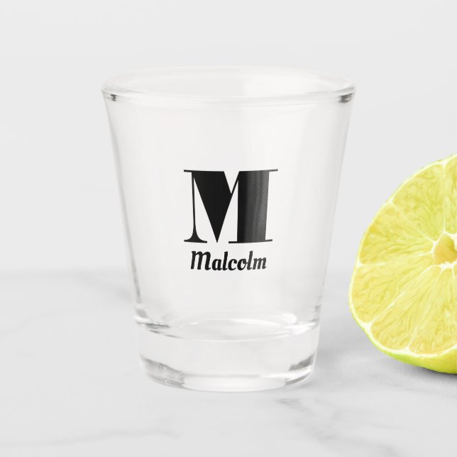 Name Masculine Mit Monogramm Hochzeiten Trauzeuge Schnapsglas (Vorderseite)
