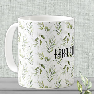 Name, maskuline Wasserfarbe Grün 11 oz. Klassiker Kaffeetasse