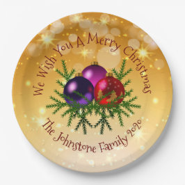 Name Matching Christmas on Gold 9" Pappteller