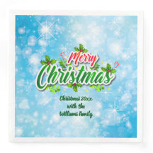 Name Matching Merry Christmas Blue Paper Dinne hin
