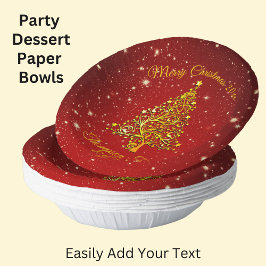 Name Matching Set Christmas Red Gold Tree Stars Pappteller