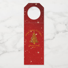 Name Matching Set Weihnachten Red Gold Tree Star h Flaschenanhänger