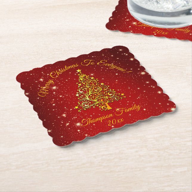 Name Matching Set Weihnachten Red Gold Tree Star h Untersetzer (angewinkelt)