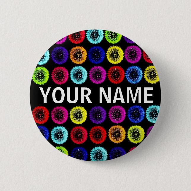 Name-Mehrfarbenlöwenzahn-Knopf Button (Vorderseite)