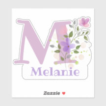 Name Melanie & Initial mit Blumendesign