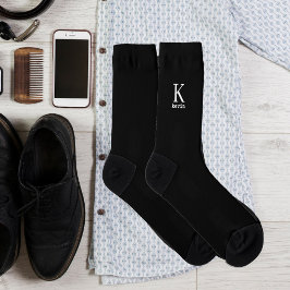 Name Mens monogram modern elegant schwarz-weiß Socken