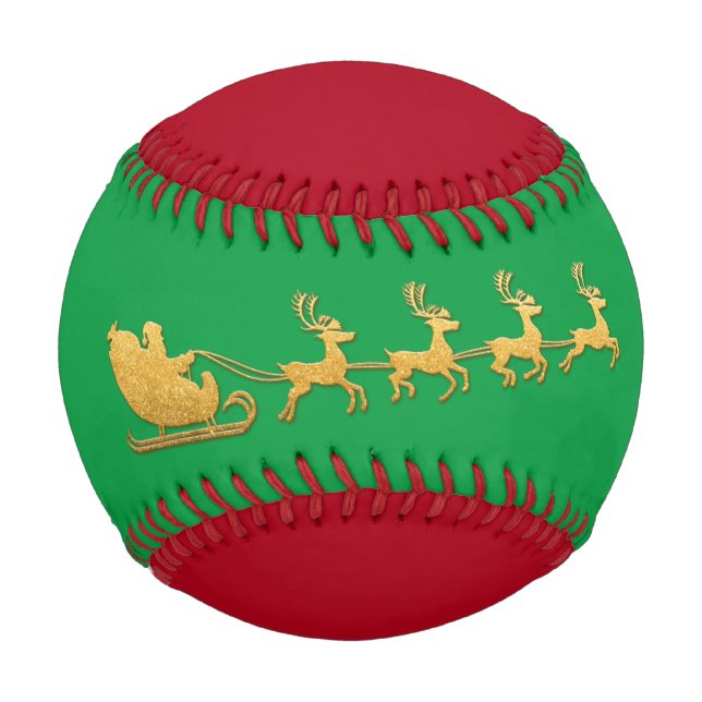 Name Merry Christmas Santa Reindeer Red Green Baseball (Vorderseite)