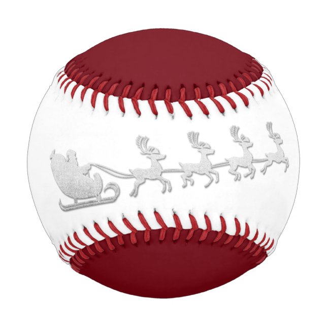 Name Merry Christmas Santa Reindeer Red White Baseball (Vorderseite)