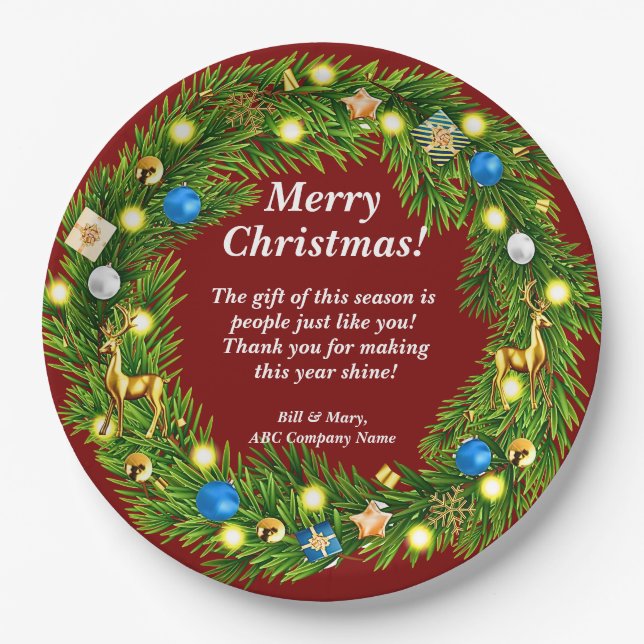 Name Message, Business Office Christmas 9" Pappteller (Vorderseite)