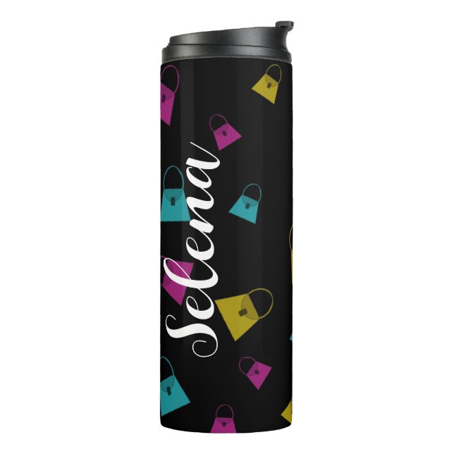 Name Mini farbenfrohe Handtaschen Thermal Tumbler Thermosbecher (Nach links gedreht)