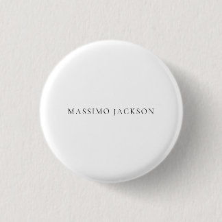 Name Minimalist Modern Plain Simple Black White Button