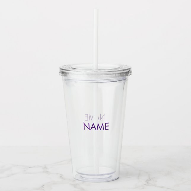 Name, minimalistische lila Klarstellung anpassen Acryltrinkbecher (Vorderseite)