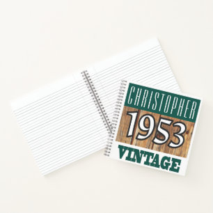 Name mit Jahr 1953 Vintages Notebook Notizbuch