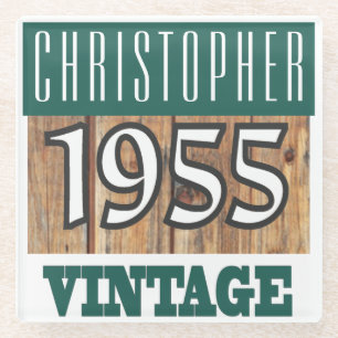Name mit Jahr 1955 Vintager Untersetzer aus Glas
