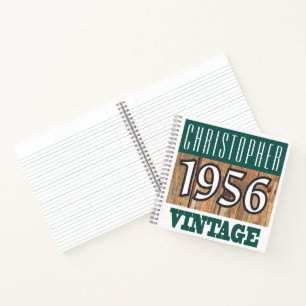 Name mit Jahr 1956 Vintages Notebook Notizbuch