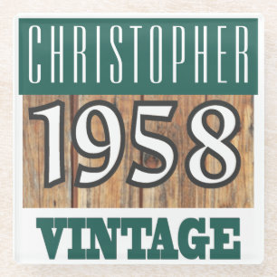 Name mit Jahr 1958 Vintager Untersetzer aus Glas