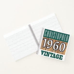 Name mit Jahr 1960 Vintages Notebook Notizbuch
