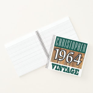 Name mit Jahr 1964 Vintages Notebook Notizbuch