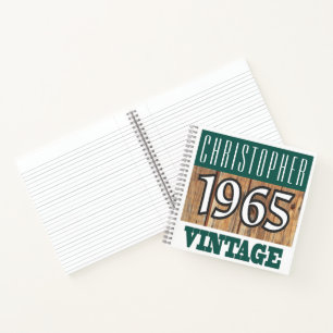 Name mit Jahr 1965 Vintages Notebook Notizbuch