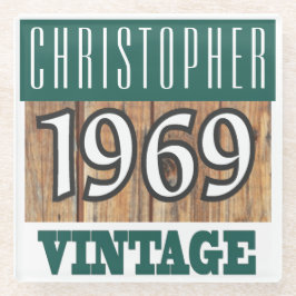 Name mit Jahr 1969 Vintager Untersetzer aus Glas