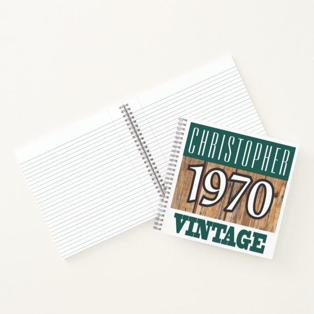 Name mit Jahr 1970 Vintages Notebook Notizbuch (Innenseite)