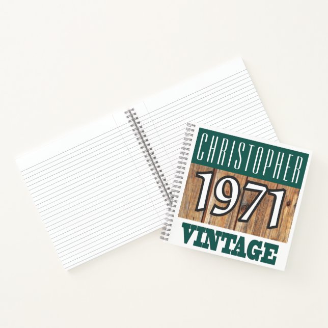 Name mit Jahr 1971 Vintages Notebook Notizbuch (Innenseite)