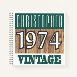 Name mit Jahr 1974 Vintages Notebook Notizbuch
