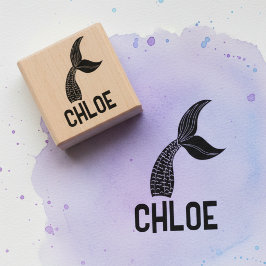 Name mit Meerjungfrauenschwanz-Signaturstempel Gummistempel