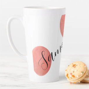 Name Modern Large Rose Gold Watercolor Polka Dots Milchtasse