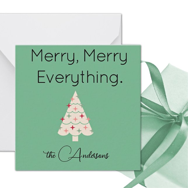 Name || Modern Merry Mini Christmas Flat Note Card Mitteilungskarte (Von Creator hochgeladen)