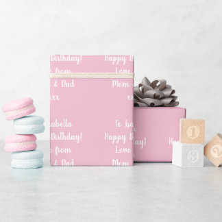 Name Modern Script Typografie Pink Happy Birthday Geschenkpapier