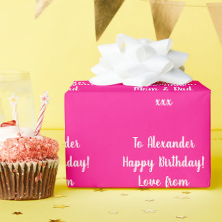 Name Modern Typografy Hot Pink Happy Birthday Geschenkpapier